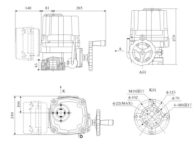 CHQ型電動執(zhí)行器尺寸