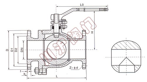 三通法蘭球閥結(jié)構(gòu)圖